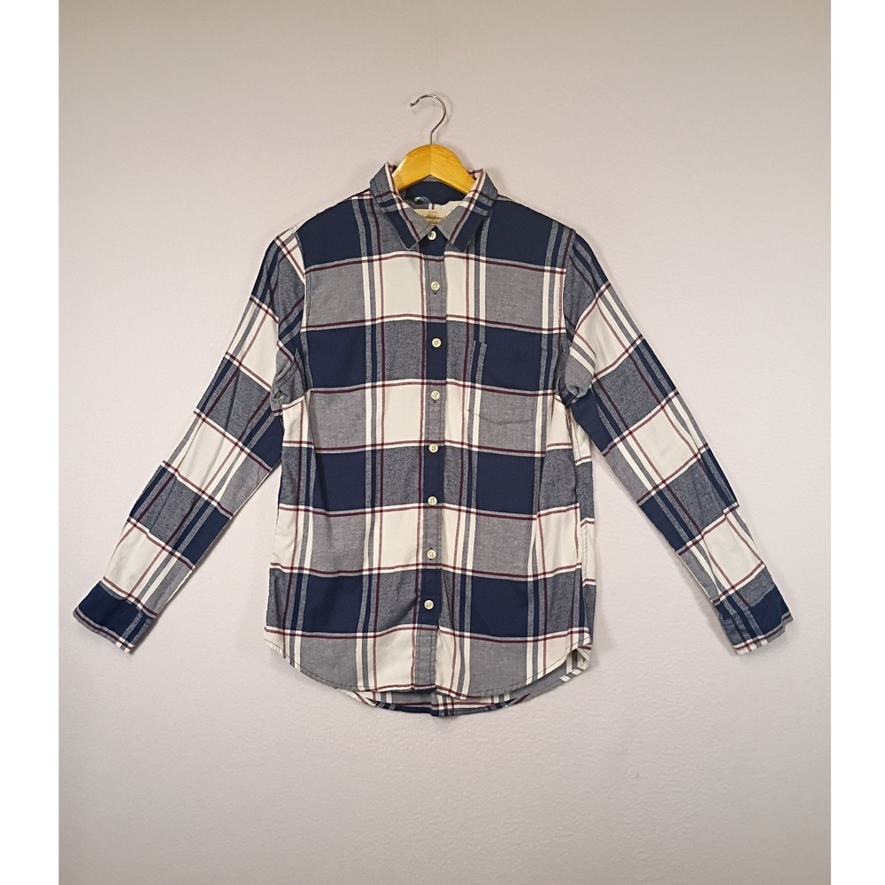 Rugged Cabincore Weatherproof Vintage Mens S Navy Plaid Stretch Flannel Shirt
